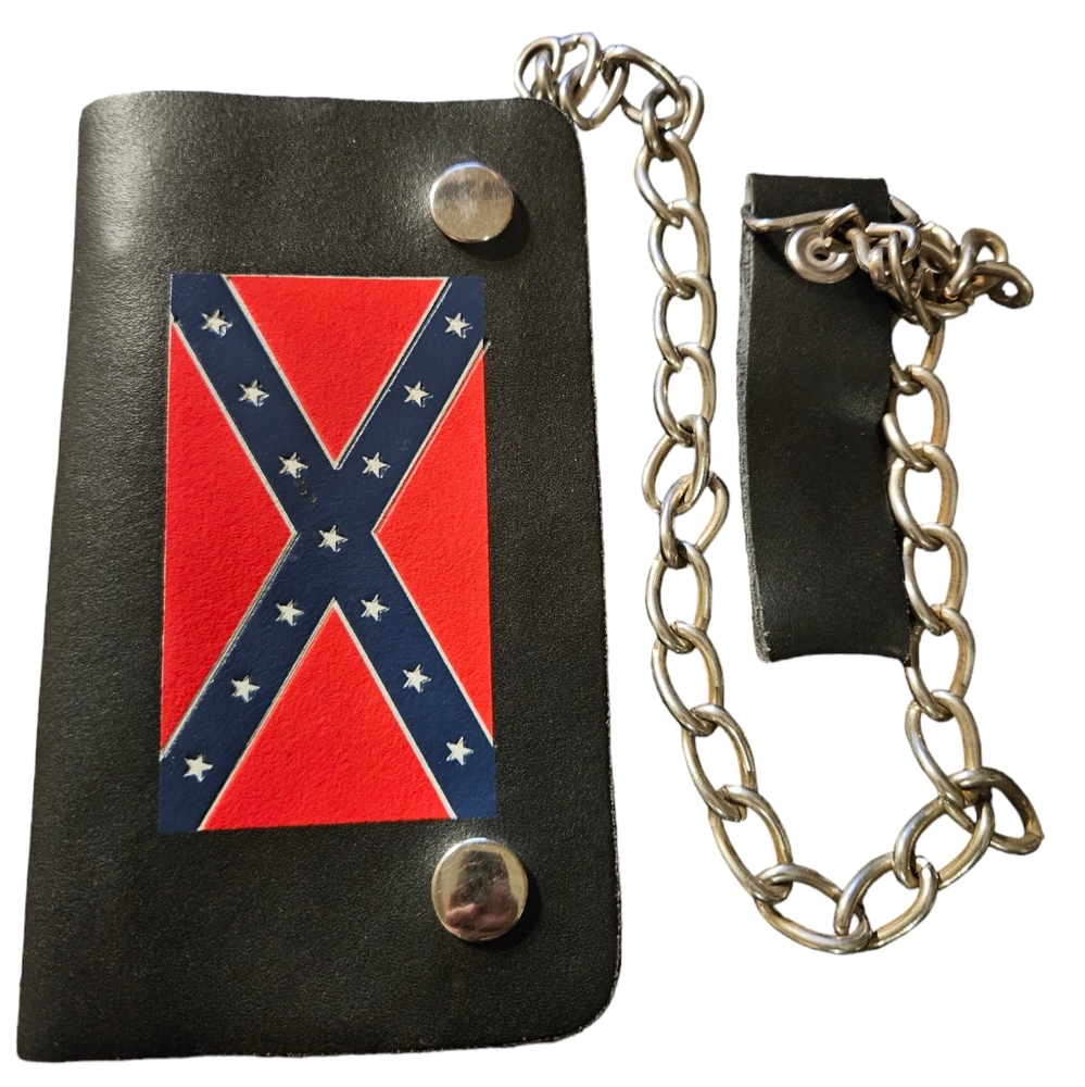 CLASSIC RFID Blocking Mens chain  Leather Bi-Fold Big Hipster Wallet,